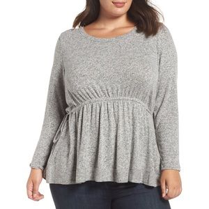 NEW Caslon Cozy Tie Waist Peplum Top